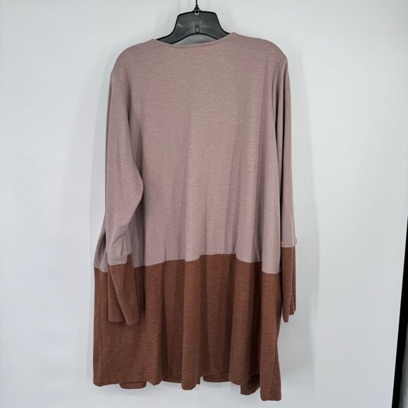 LOGO Lounge Color Block Open Front knit Cardigan Pockets size 2x - Picture 8 of 12